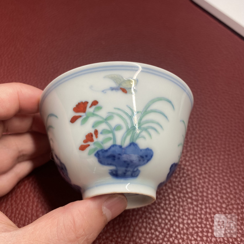 清雍正 仿成窑斗彩三秋杯成对 - 图19